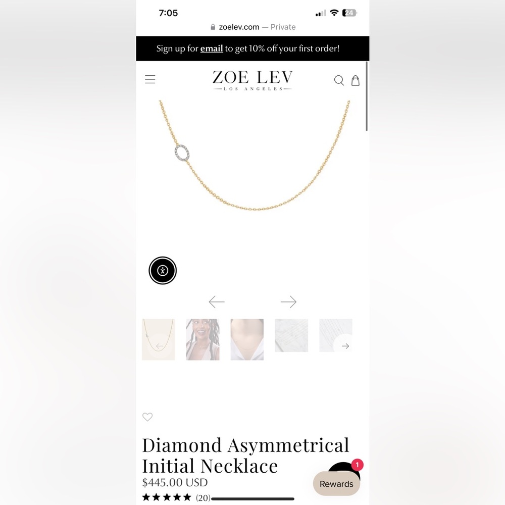 Zoe Lev Gold Necklace - O Initial New Worn